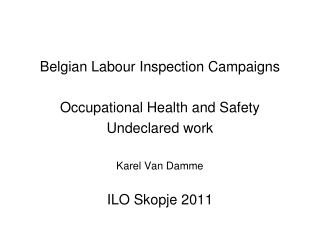 Belgian Labour Inspection Campaigns Occupational Health and Safety Undeclared work Karel Van Damme