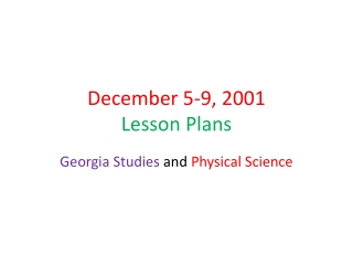 December 5-9, 2001 Lesson Plans