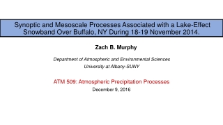 Department of Atmospheric and Environmental Sciences University at Albany-SUNY