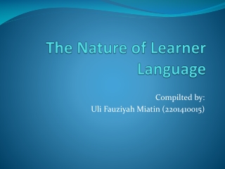 The Nature of Learner Language