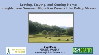Leaving, Staying, and Coming Home: Insights from Vermont Migration Research for Policy-Makers