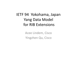 IETF 94 Yokohama, Japan Yang Data Model for RIB Extensions