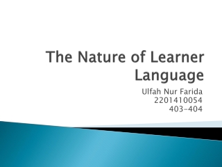 The Nature of Learner Language