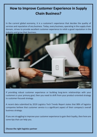 How to Improve Customer Experience in Supply Chain Business?