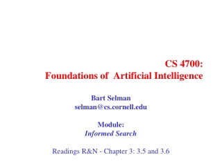 CS 4700: Foundations of Artificial Intelligence