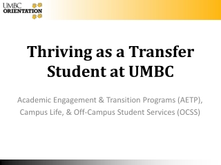 Thriving as a Transfer Student at UMBC