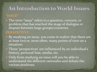 An Introduction to World Issues