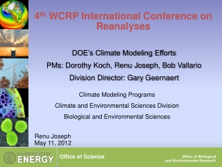4 th WCRP International Conference on Reanalyses