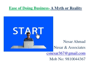 Ease of Doing Business- A Myth or Reality