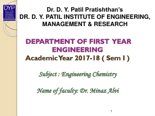 DEPARTMENT OF FIRST YEAR ENGINEERING Academic Year 2017-18 ( Sem I )