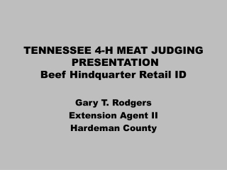 TENNESSEE 4-H MEAT JUDGING PRESENTATION Beef Hindquarter Retail ID