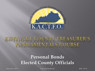 Kentucky County Treasurer’s Fundamentals Course