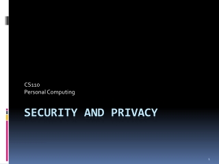 Security and Privacy