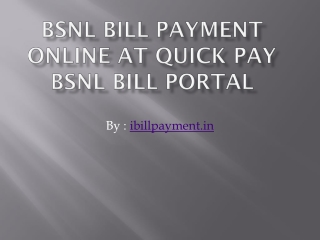 BSNL Bill Payment Online at Quick Pay BSNL Bill Portal