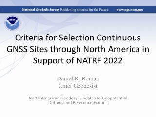 Criteria for Selection Continuous GNSS Sites through North America in Support of NATRF 2022