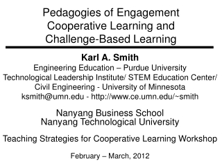 Pedagogies of Engagement Cooperative Learning and Challenge-Based Learning