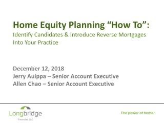 Home Equity Planning “How To”:
