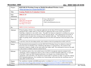 Gaming Models for 802.20