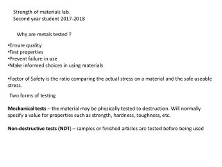 Strength of materials lab. Second year student 2017-2018