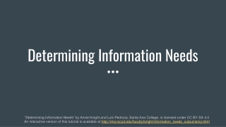 Determining Information Needs