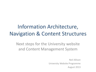 Information Architecture, Navigation &amp; Content Structures