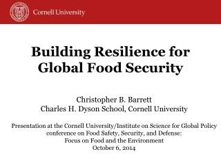 Building Resilience for Global Food Security