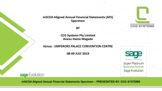 mSCOA Aligned Annual Financial Statements Specimen – PRESESNTED BY: CCG SYSTEMS