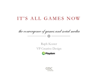 IT’S ALL GAMES NOW the convergence of games and social media
