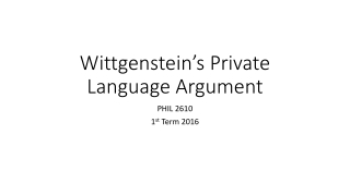 Wittgenstein’s Private Language Argument