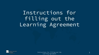 Instructions for filling out the Learning Agreement