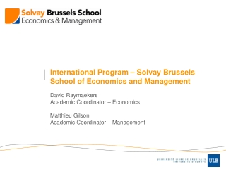 International Program – Solvay Brussels School of Economics and Management