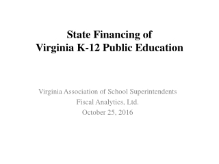 State Financing of Virginia K-12 Public Education