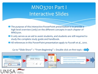 MNO3701 Part I Interactive Slides