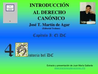 INTRODUCCIÓN AL DERECHO CANÓNICO José T. Martín de Agar (Editorial Technos)
