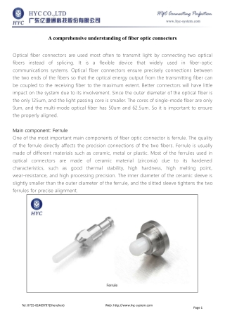 A comprehensive understanding of fiber optic connectors