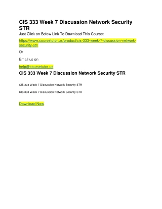 CIS 333 Week 7 Discussion Network Security STR