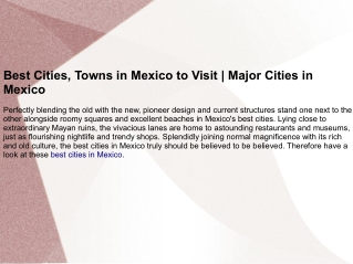Best Cities in Mexico