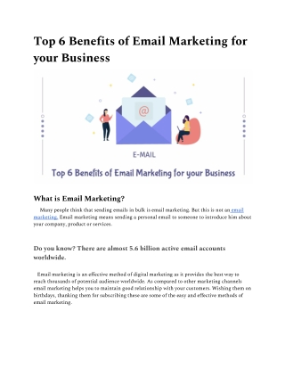 Top 6 Benefits of Email Marketing for your Business