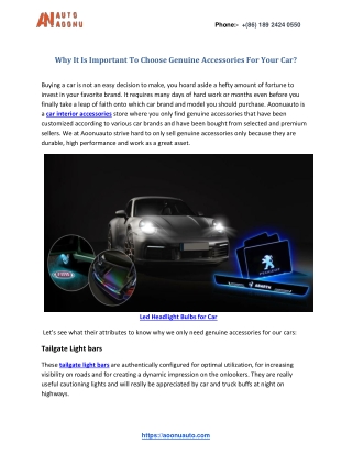 Why It Is Important To Choose Genuine Accessories For Your Car?