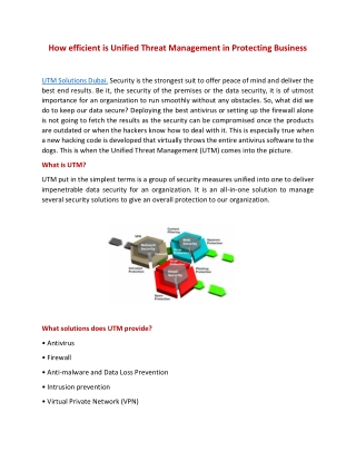How efficient is Unified Threat Management in Protecting Business