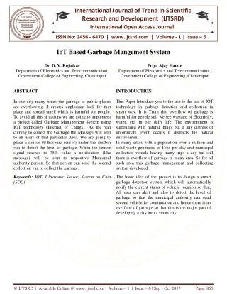 IOT based Garbage Management System