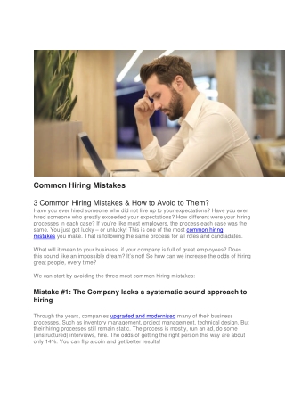 Common Hiring Mistakes