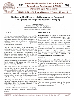 Radio graphical Features of Gliosarcoma on Computed Tomography and Magnetic Resonance Imaging