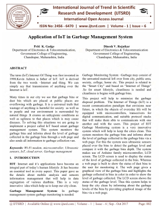 Application of IOT in Garbage Management System