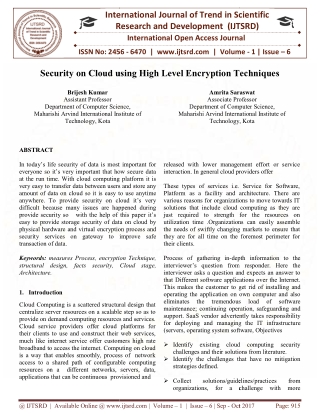 Security on Cloud using High Level Encryption Techniques