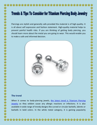 Trends & Tips To Consider for Titanium Piercing Body Jewelry