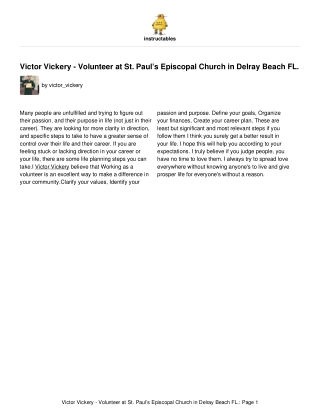 Victor Vickery - Volunteer at St. Paul’s Episcopal Church in Delray Beach FL.