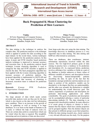 Back Propagated K Mean Clustering for Prediction of Slow Learners