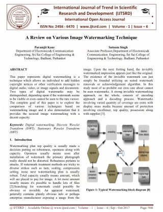 A Review on Various Image Watermarking Technique