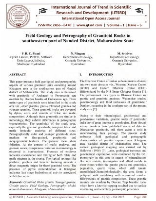 Field Geology and Petrography of Granitoid rocks in southeastern part of Nanded district, Maharashtra State